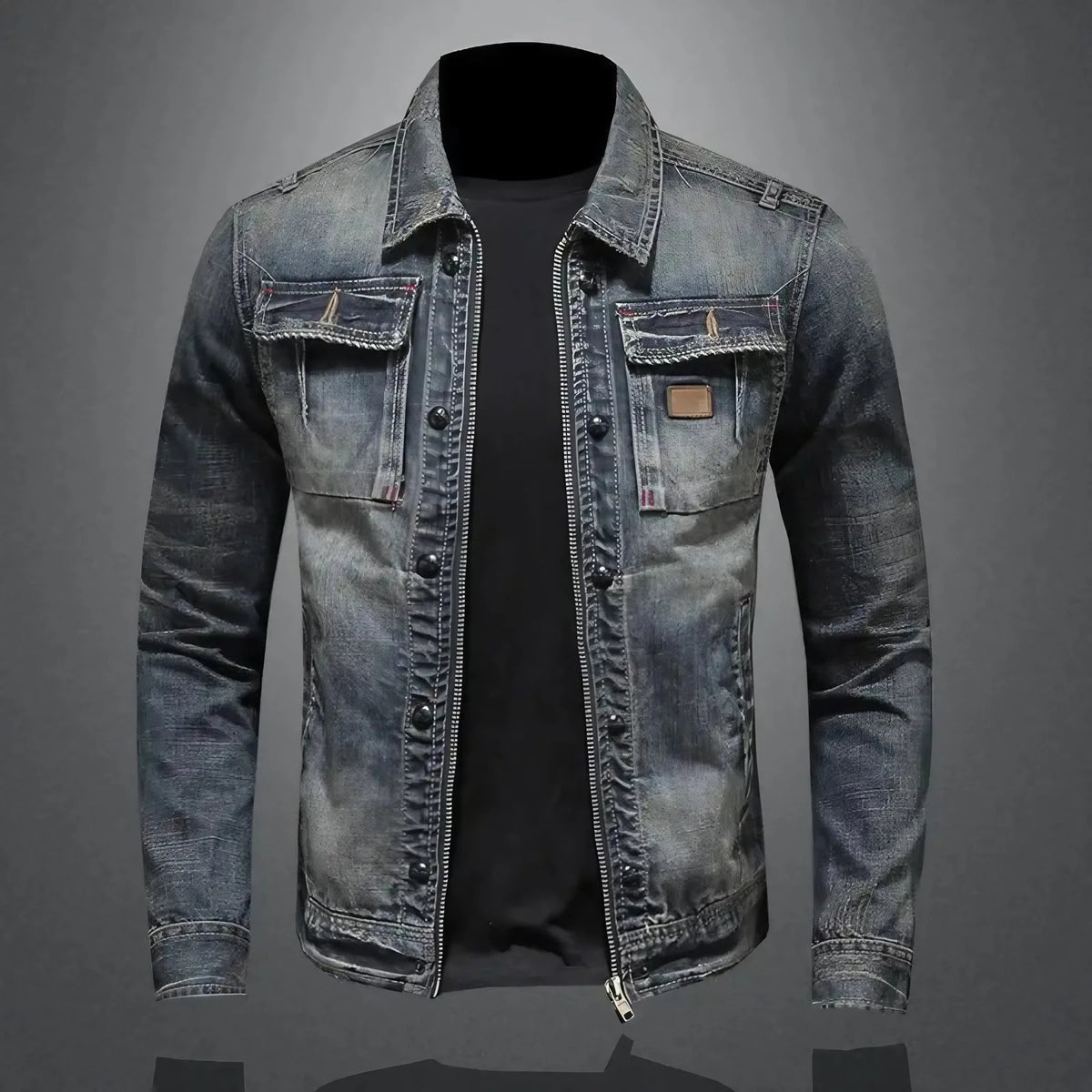 Veste en jean homme boutonnée, poches multiples, du M au 4XL