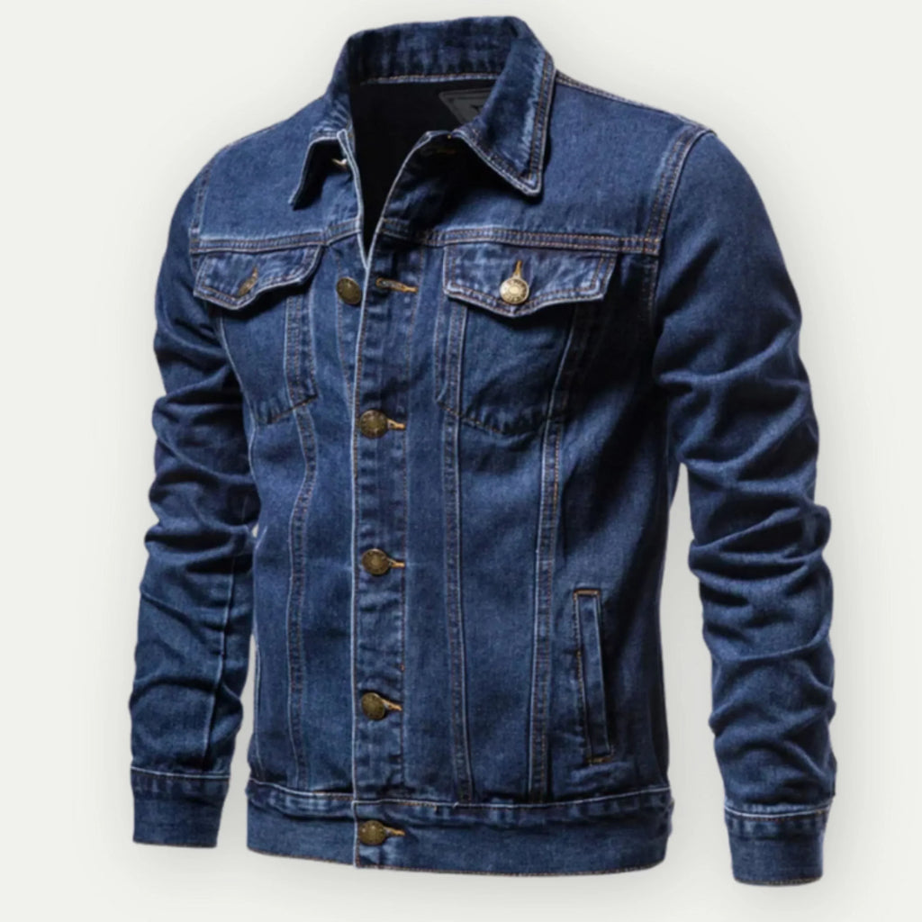 Veste en jean homme coupe trucker, taille et poignets réglables