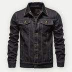 Veste en jean homme coupe trucker, taille et poignets réglables, noir