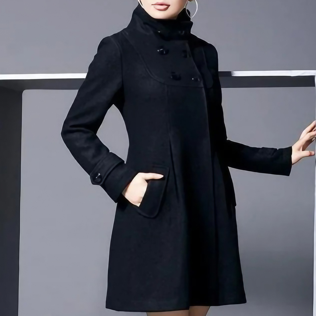 Veste d'hiver femme à poches latérales, trois coloris, noir