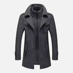 Veste homme à double col, zip et boutons, coupe ajustée, gris
