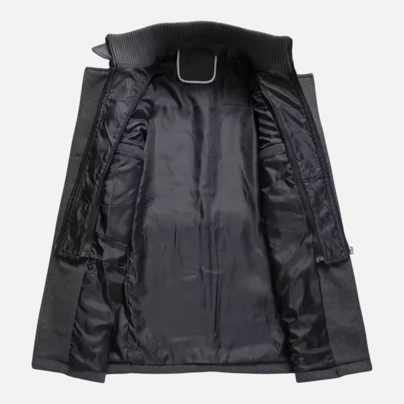 Veste homme à double col, zip et boutons, coupe ajustée