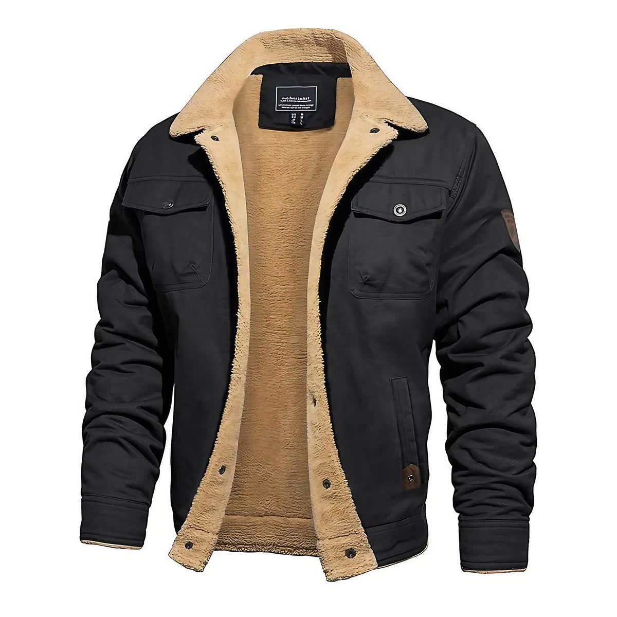 Veste homme doublée pour l'hiver, cinq coloris, noir