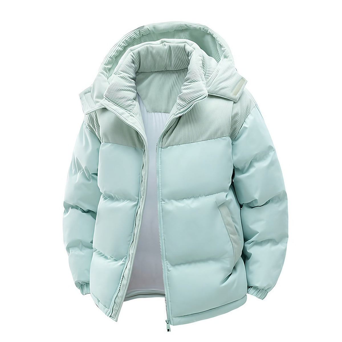 Doudoune homme bicolore à capuche amovible, du S au 3XL, bleu ciel