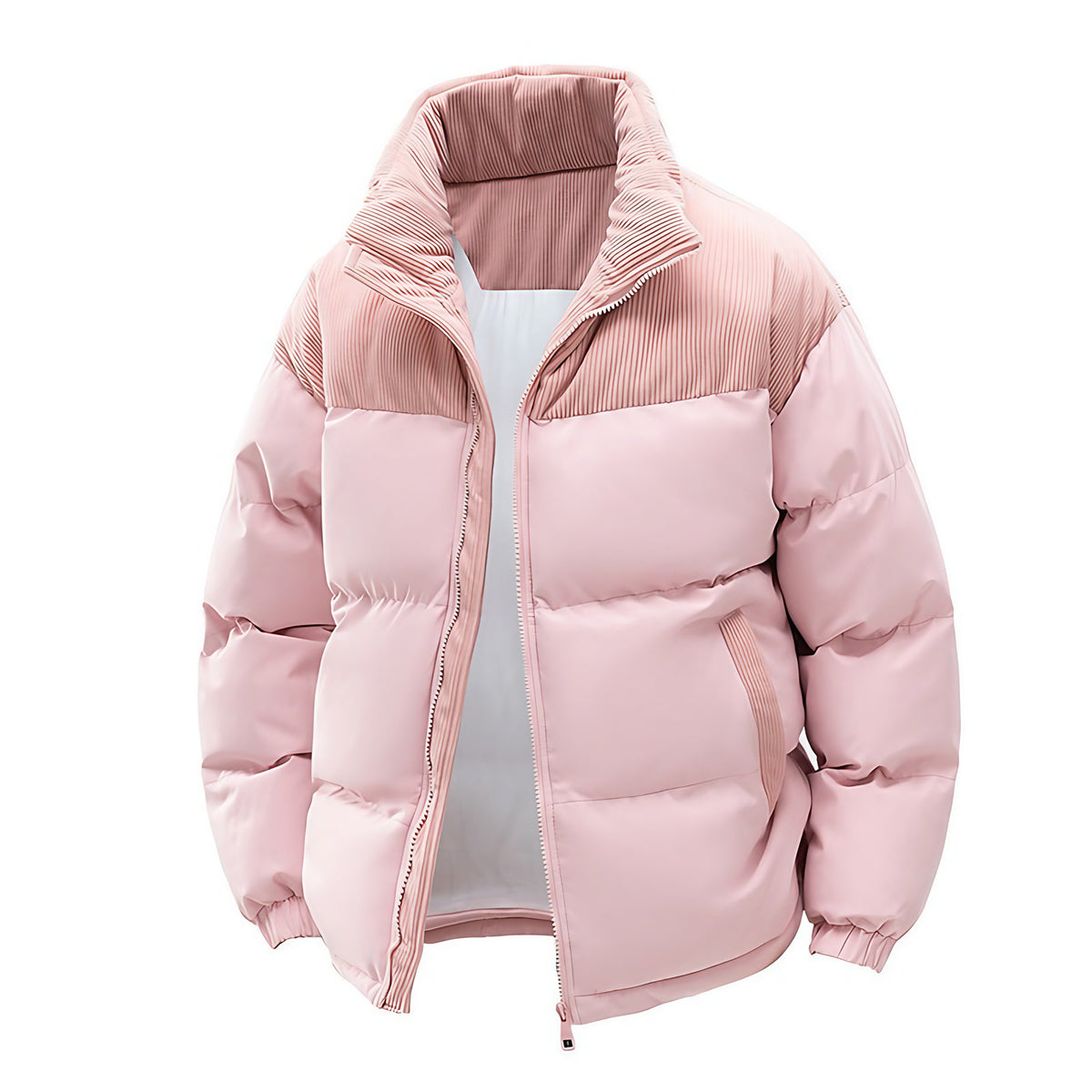 Doudoune homme bicolore à capuche amovible, du S au 3XL, rose