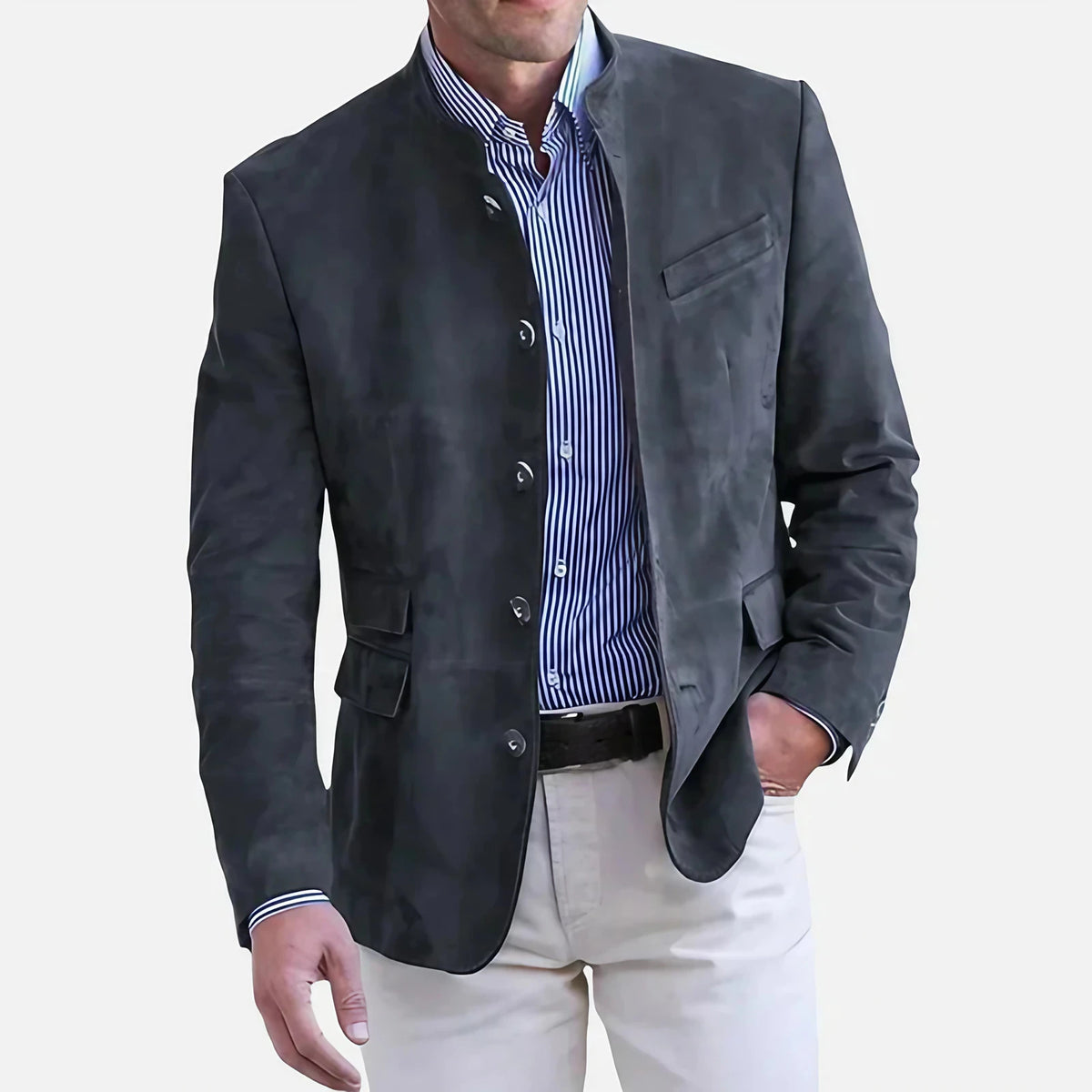 Veste de costume homme coupe classique, cinq coloris, du S au 2XL, gris foncé