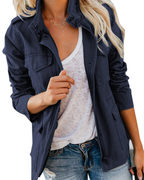 Veste mi-saison femme ajustée à poches, cinq coloris, bleu
