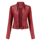 Veste biker femme à doubles fermetures éclair, rouge