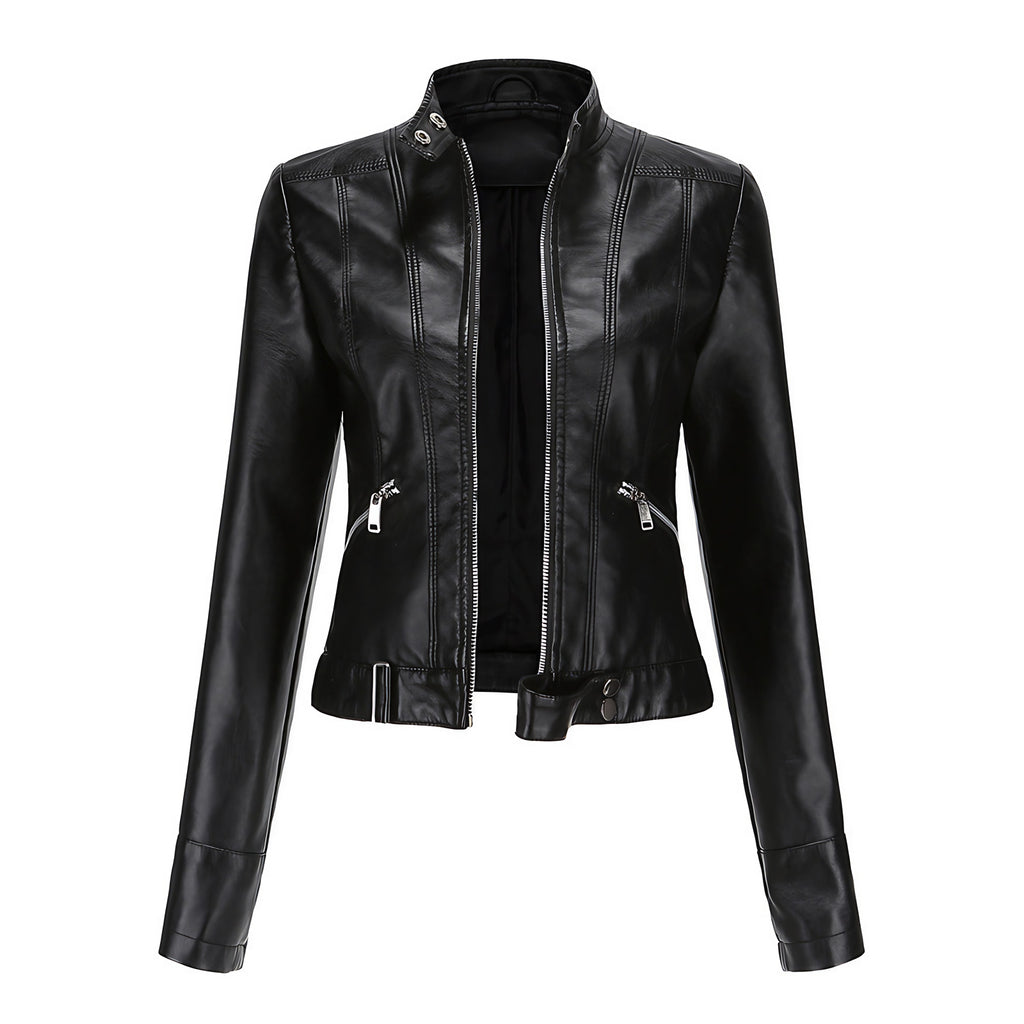 Veste biker femme à doubles fermetures éclair, noir