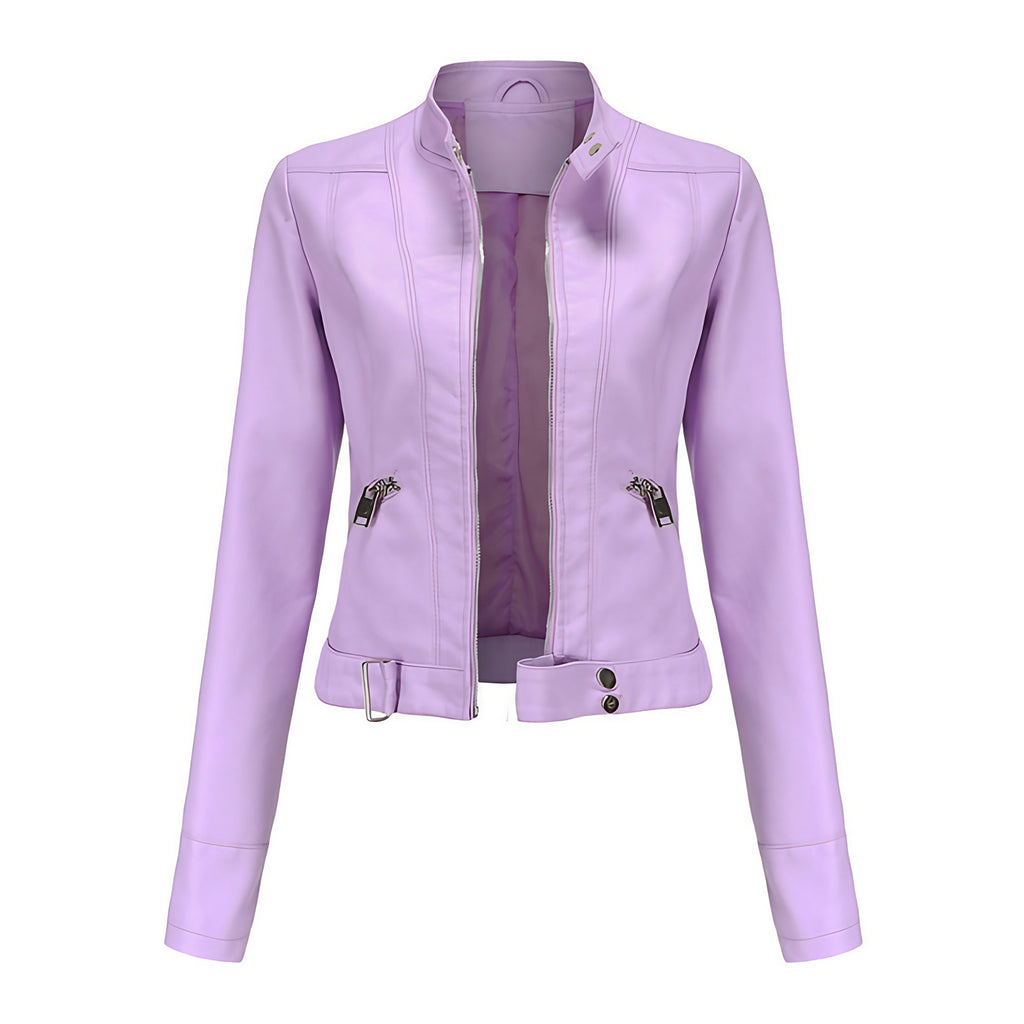 Veste biker femme à doubles fermetures éclair, lavande