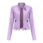 Veste biker femme à doubles fermetures éclair, lavande