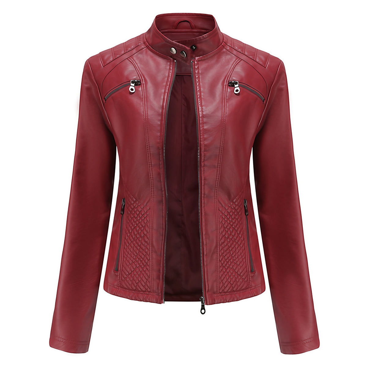 Veste courte femme coupe moderne, six coloris, du S au 3XL, rouge