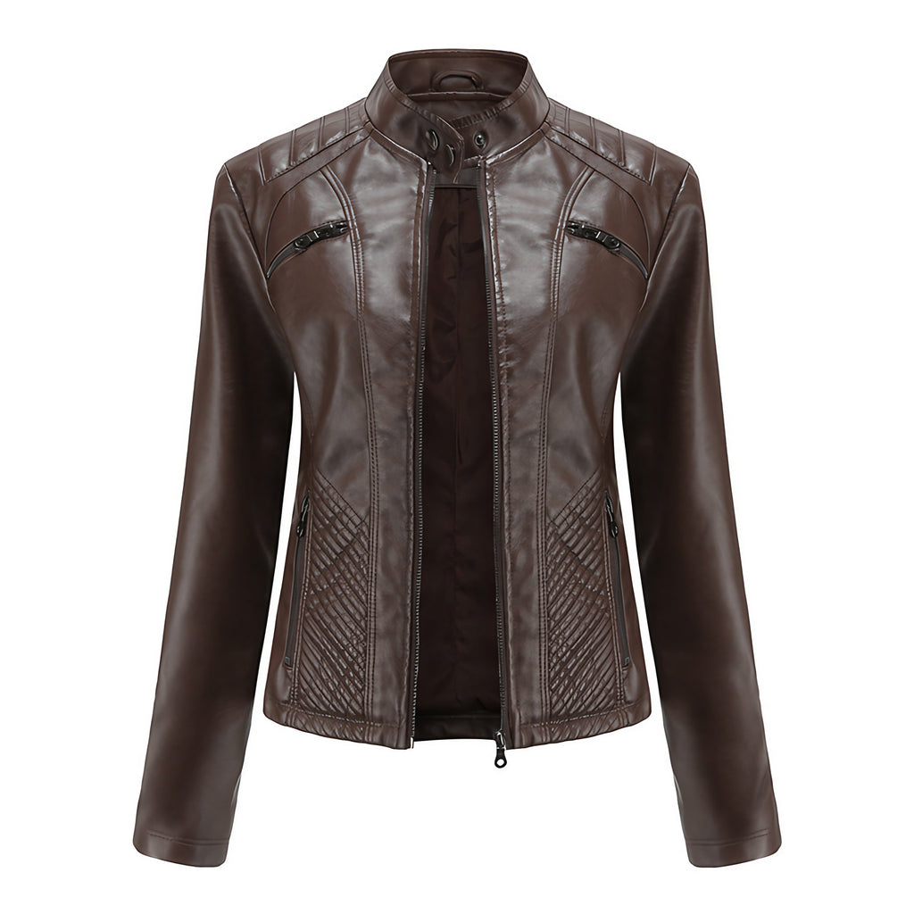Veste courte femme coupe moderne, six coloris, du S au 3XL, café