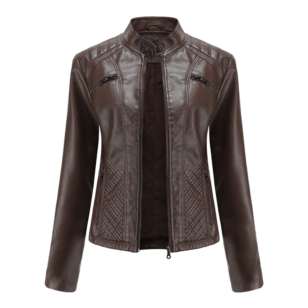 Veste courte femme coupe moderne, six coloris, du S au 3XL, café