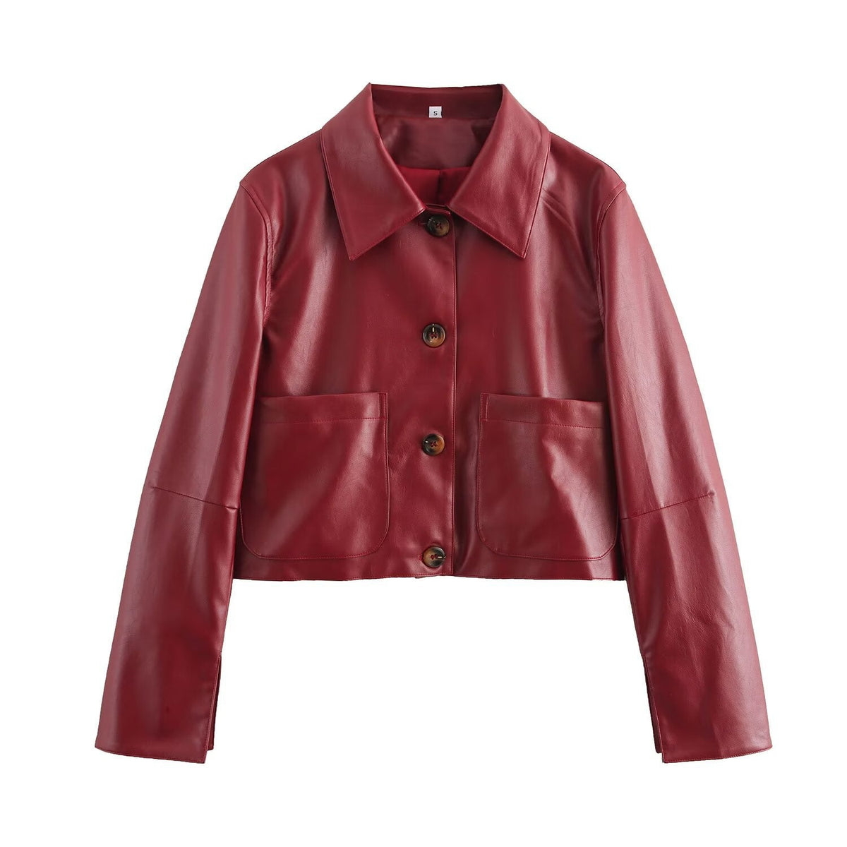 Veste courte brillante à coupe carrée, rouge ou marron