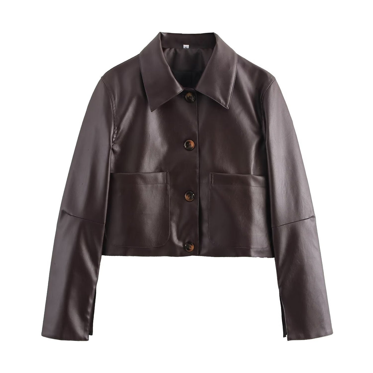 Veste courte brillante à coupe carrée, rouge ou marron