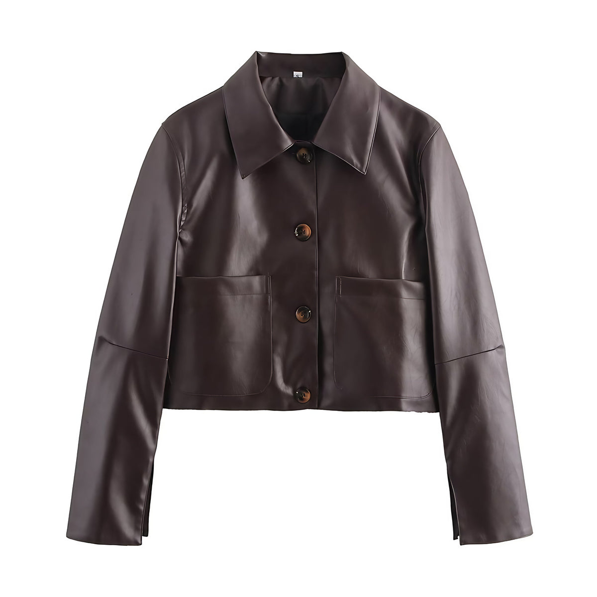 Veste courte brillante à coupe carrée, rouge ou marron, marron