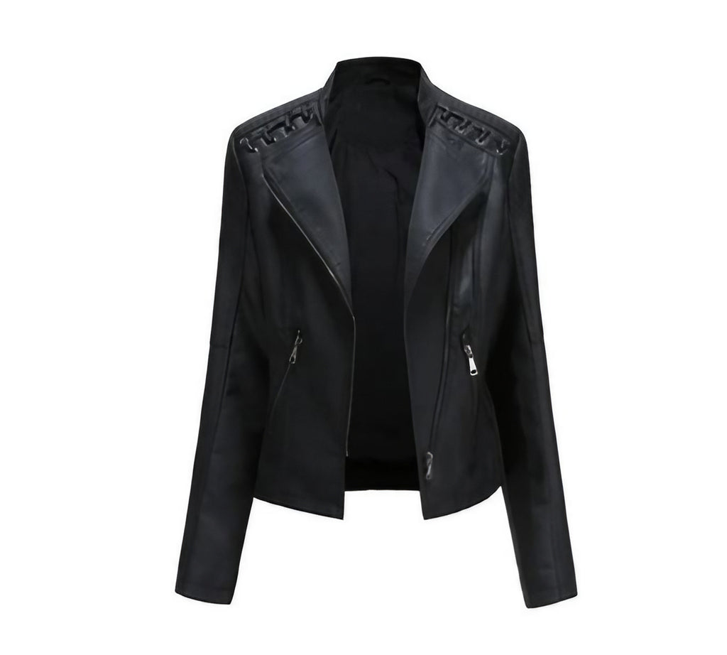 Veste femme rétro ajustée, zip caché, du S au 4XL, noir