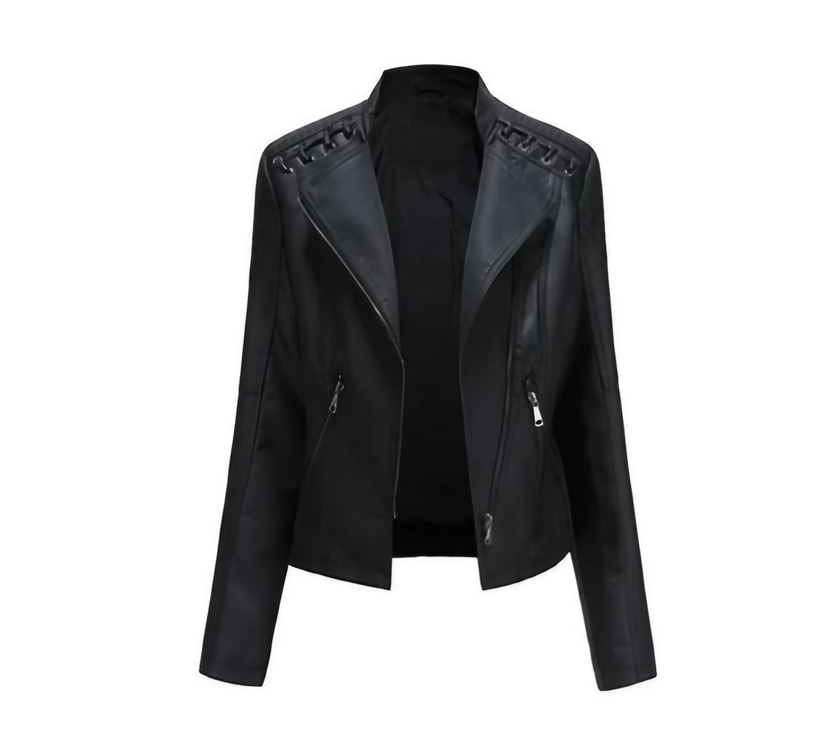 Veste femme rétro ajustée, zip caché, du S au 4XL, noir