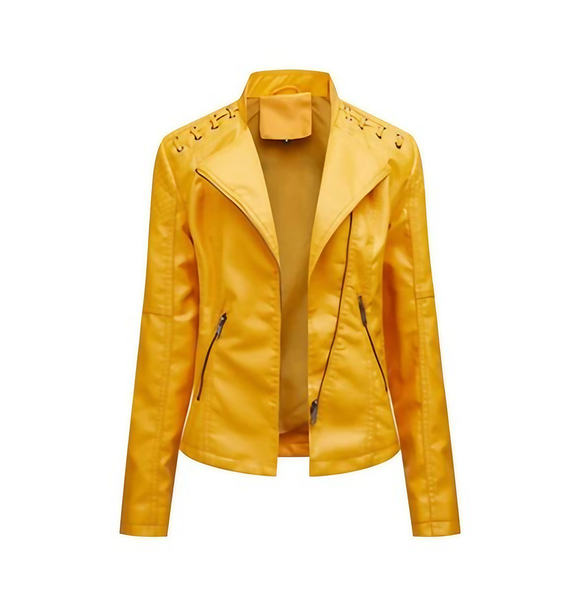 Veste femme rétro ajustée, zip caché, du S au 4XL, jaune