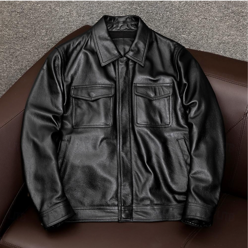 Veste homme à surface lisse et poches, noire ou marron foncé