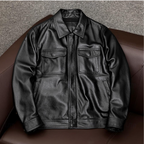 Veste homme à surface lisse et poches, noire ou marron foncé