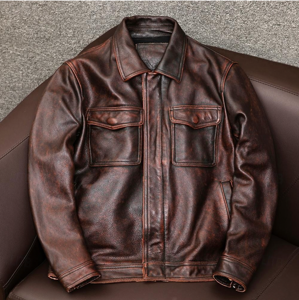 Veste homme à surface lisse et poches, noire ou marron foncé, marron foncé