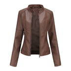 Veste femme courte, six coloris, du S au 3XL, brun foncé
