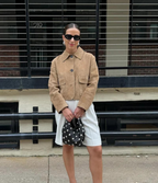 Veste femme kaki coupe ajustée, surface texturée