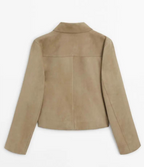 Veste femme kaki coupe ajustée, surface texturée