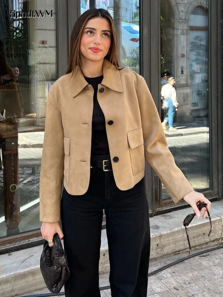 Veste femme kaki coupe ajustée, surface texturée