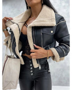 Veste courte femme ajustée, beige, noir ou kaki, noir