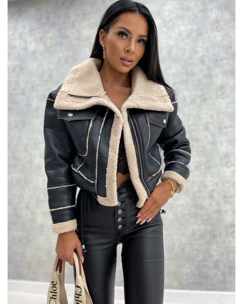 Veste courte femme ajustée, beige, noir ou kaki