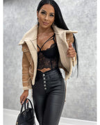 Veste courte femme ajustée, beige, noir ou kaki