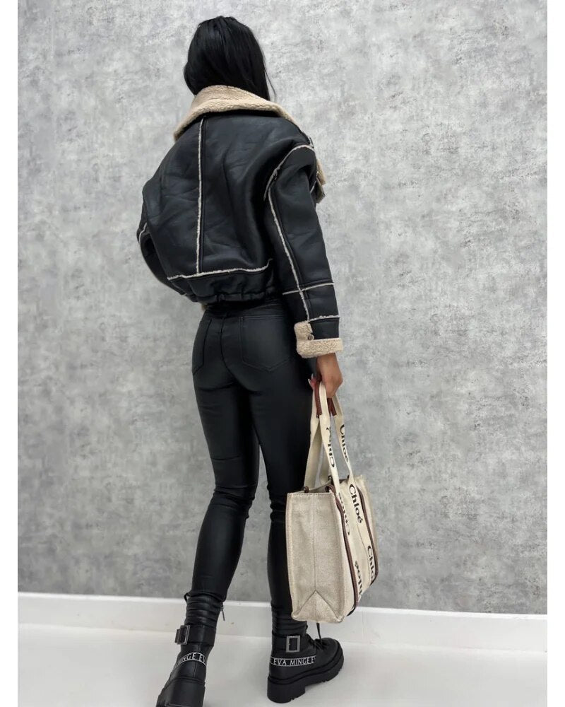 Veste courte femme ajustée, beige, noir ou kaki