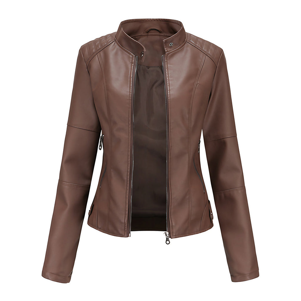 Veste femme courte, six coloris, du S au 3XL, brun foncé