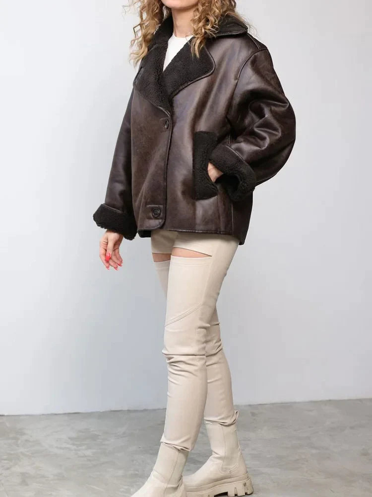 Veste femme style vintage, coloris marron, du XS au L