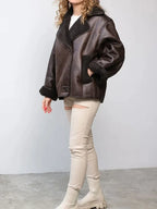Veste femme style vintage, coloris marron, du XS au L