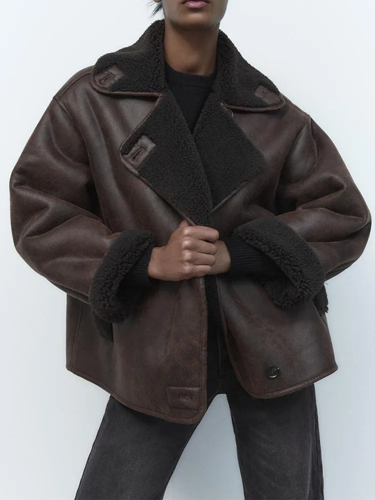 Veste femme style vintage, coloris marron, du XS au L