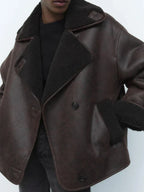 Veste femme style vintage, coloris marron, du XS au L