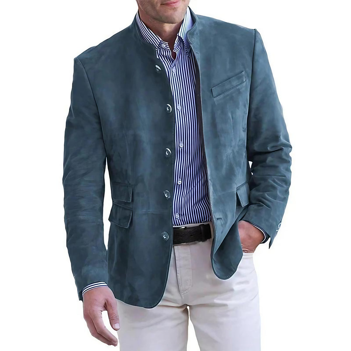 Veste homme à poches zippées, coupe près du corps, cinq coloris, bleu