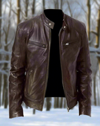 Veste homme à poches zippées et col à pression, huit coloris, marron