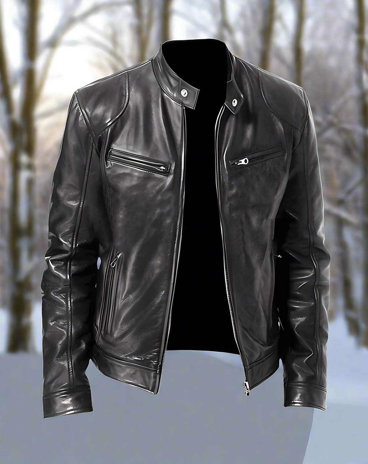 Veste homme à poches zippées et col à pression, huit coloris, noir