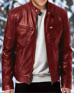Veste homme à poches zippées et col à pression, huit coloris, rouge