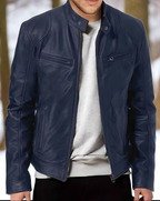 Veste homme à poches zippées et col à pression, huit coloris, bleu foncé