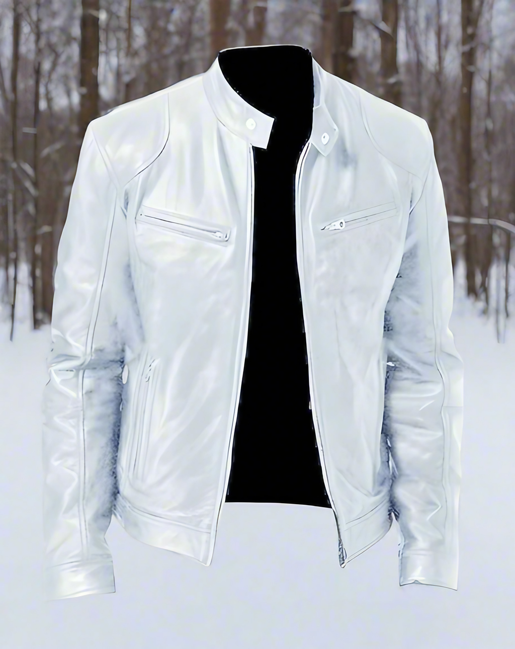 Veste homme à poches zippées et col à pression, huit coloris, blanc