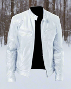 Veste homme à poches zippées et col à pression, huit coloris, blanc