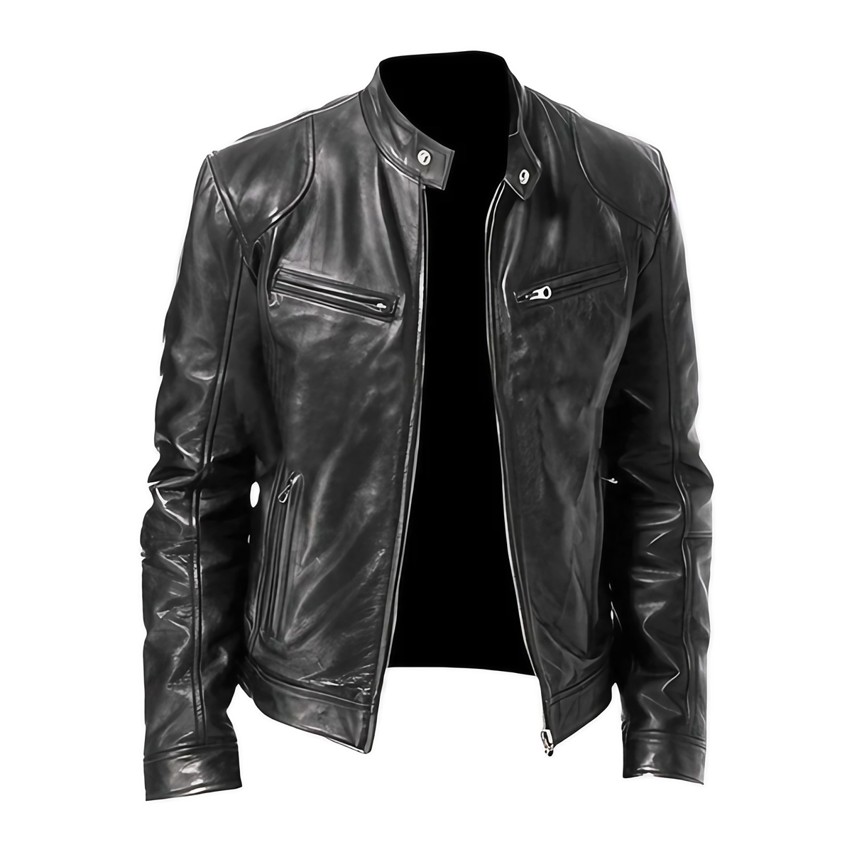 Veste homme zippée à poches, coupe droite, du S au 3XL, noir