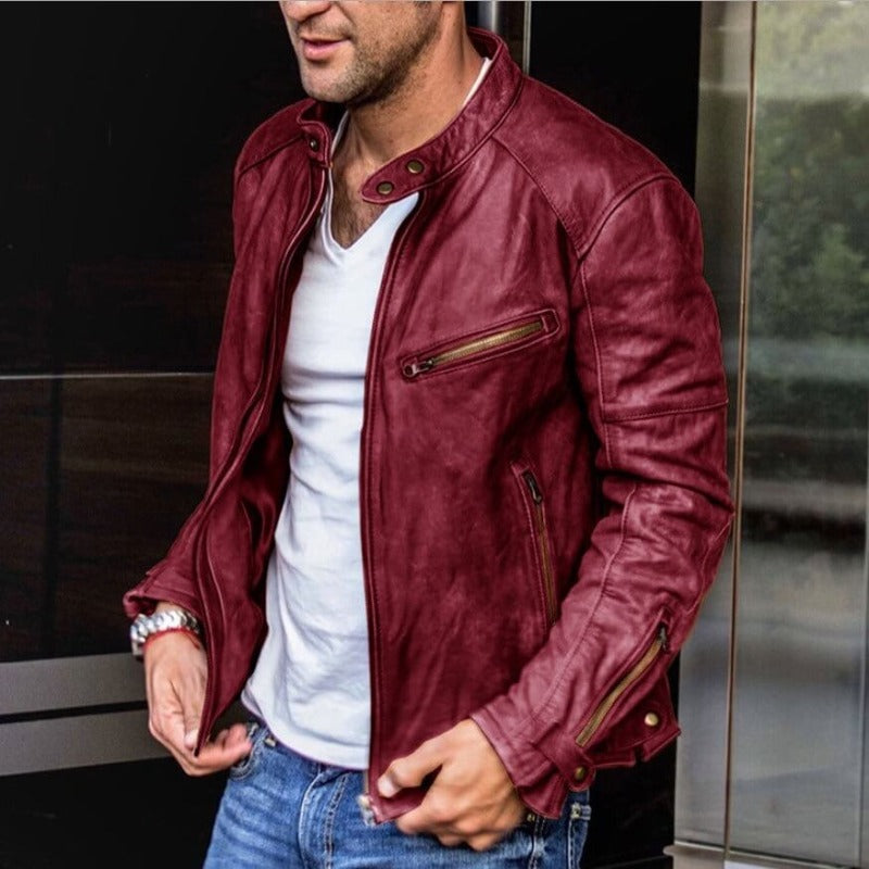 Veste homme classique à poches, résiste aux intempéries, rouge