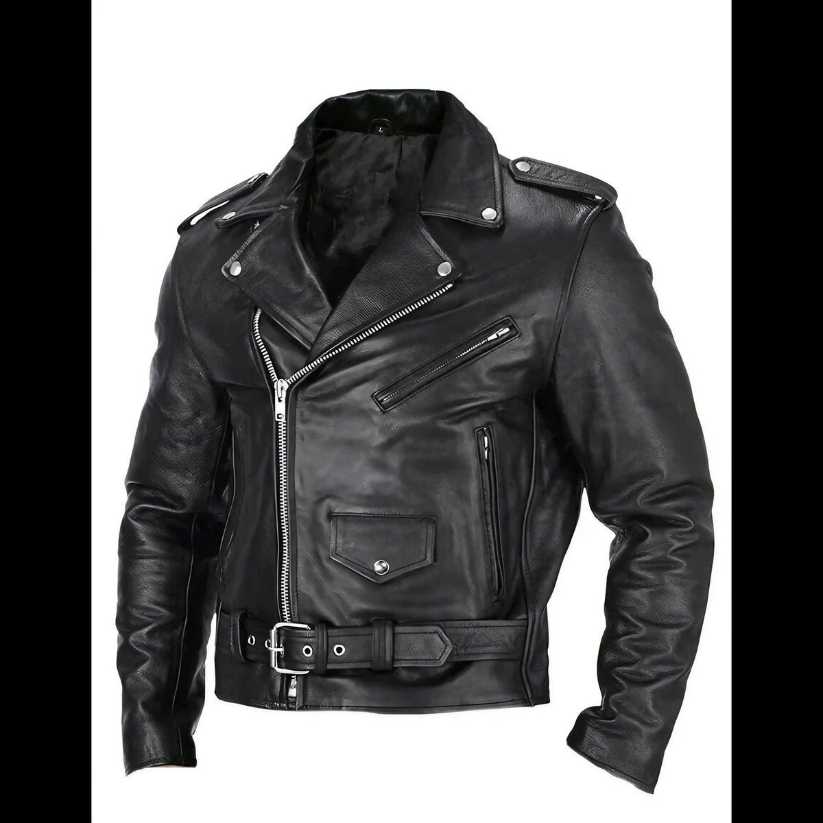 Veste homme ceinturée à col retourné, noire, du XS au 2XL